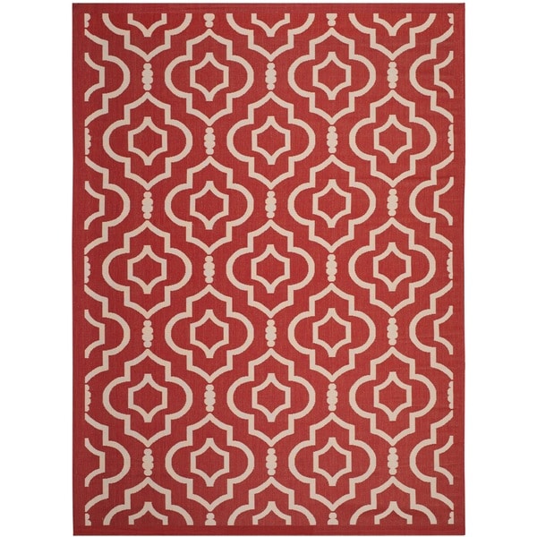 Safavieh Indoor/ Outdoor Courtyard Red/ Bone Rug - 9' x 12'