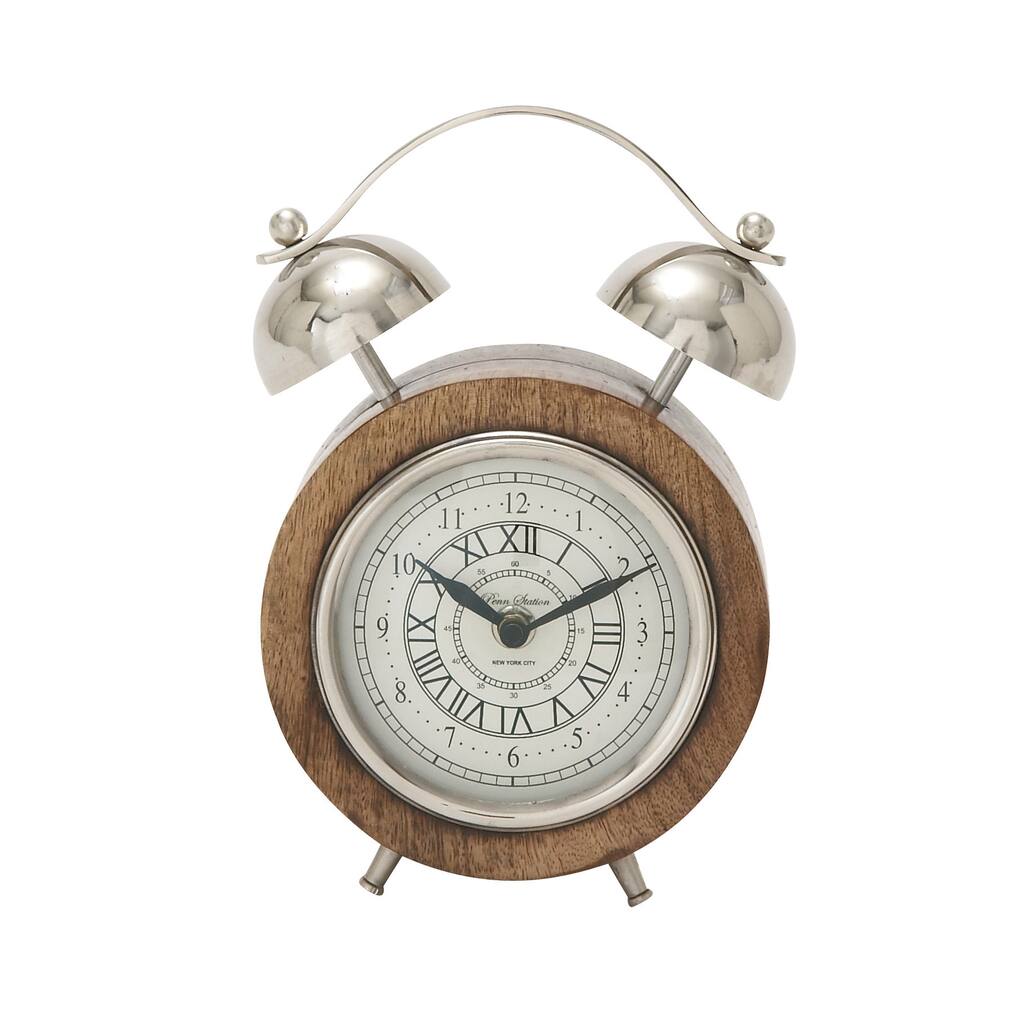 Wood Stainless Steel Table Clock