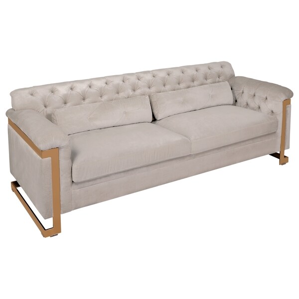Safavieh Couture High Line Collection Lethbridge Stainless Safavieh Couture High Line Collection Lethbridge Stainless Steel Velvet Cream Sofa