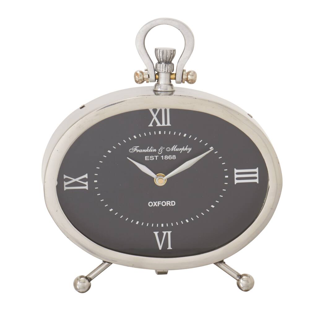 Stainless Steel Oval Table Clock