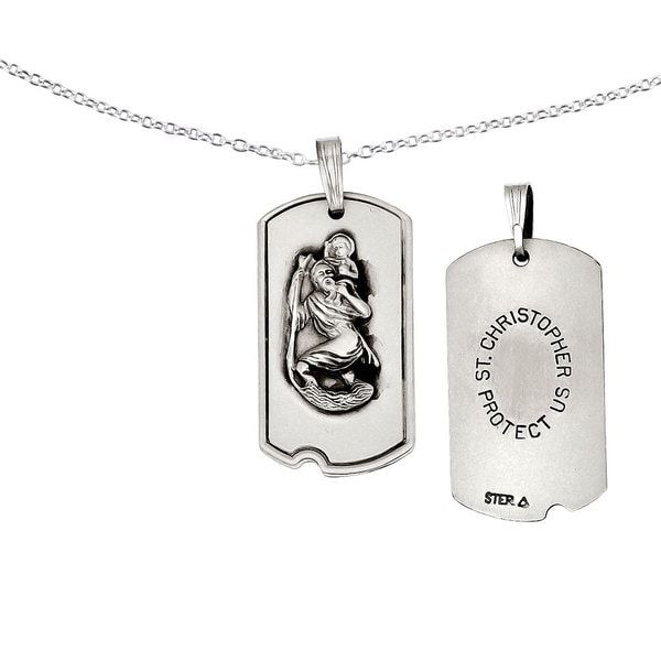 st christopher dog tag necklace
