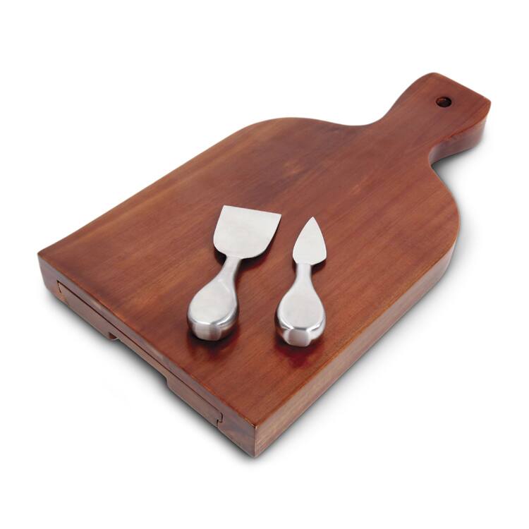 Home Natural Trends Cheese Paddle Acacia Wood Board Set with Stainless Steel Tools