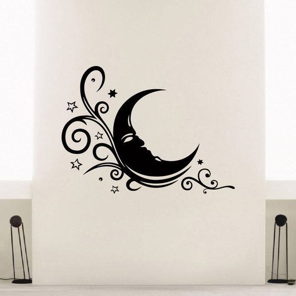 Moon and Stars Night Wall Art Sticker Decal - Bed Bath & Beyond - 11179711