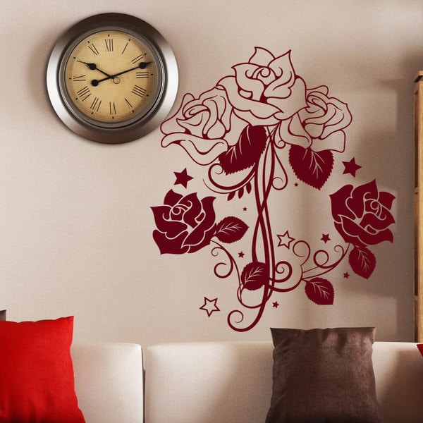 Vinyl Wall Decal Sticker Roses and Hearts Design 1054s 32W x 60H 