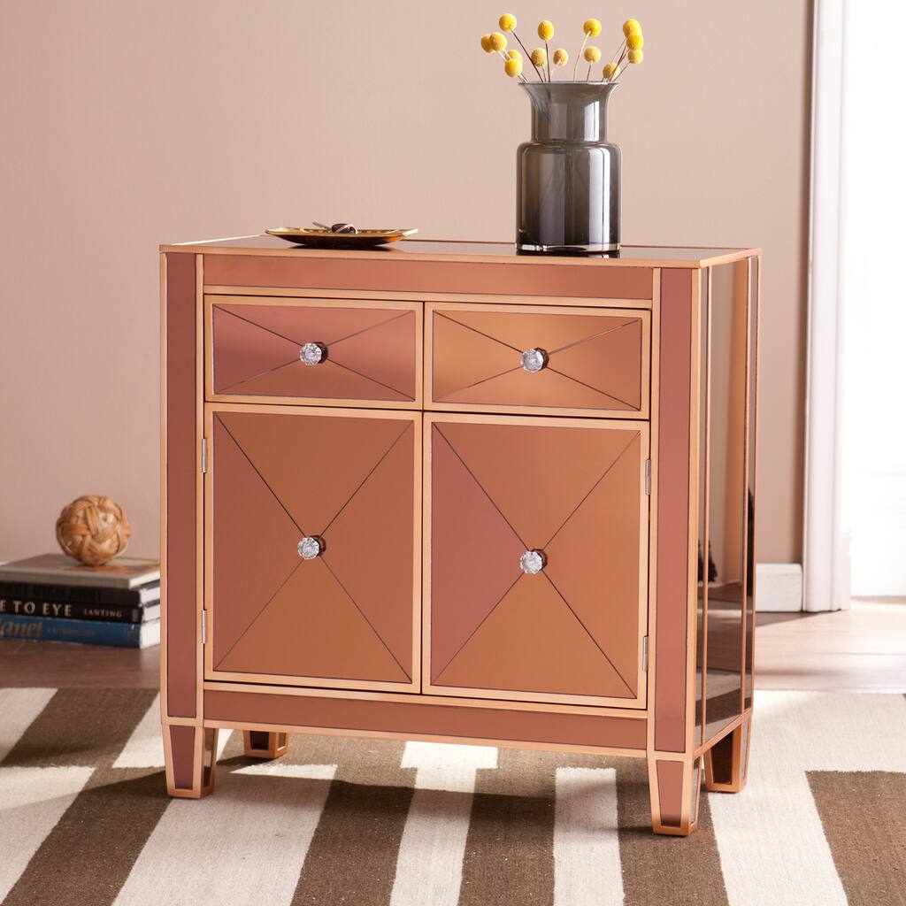 SEI Furniture Minna Bronze Colored Mirrored Cabinet