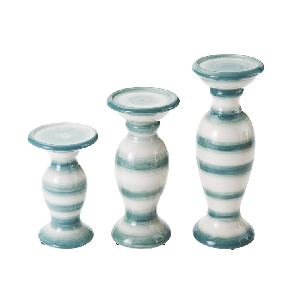 Elements Teal Fade Pillar Holders Set of 3