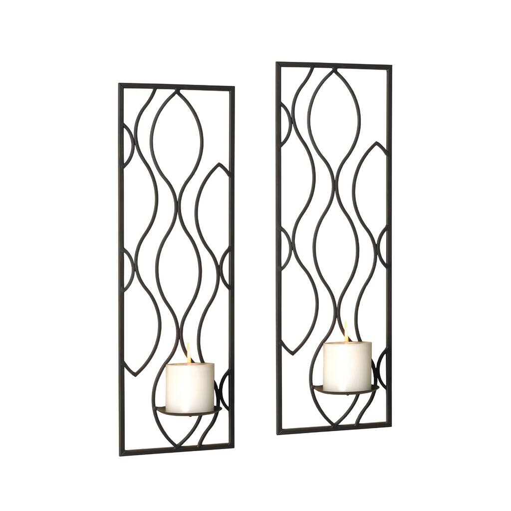 Elements Metal Wavy Frame Pillar Sconce (Set of 2)