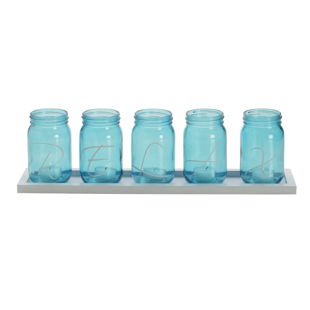 Elements Relax Blue Mason Jar Lights 5