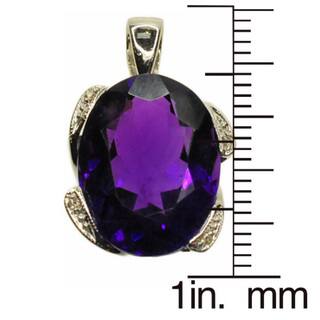 Kabella Gold Oval Amethyst and Diamond Accent Pendant (G-H, SI2-SI3)