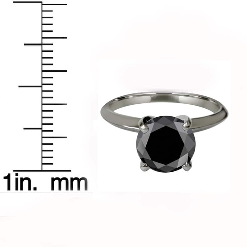 14k Black Gold 3ct TDW Black Diamond Solitaire Engagement Ring