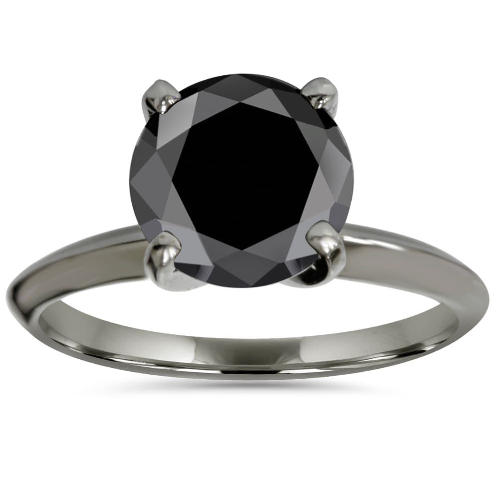 Bliss Diamond 14k Black Gold 3ct TDW Black Diamond Solitaire Engagement Ring
