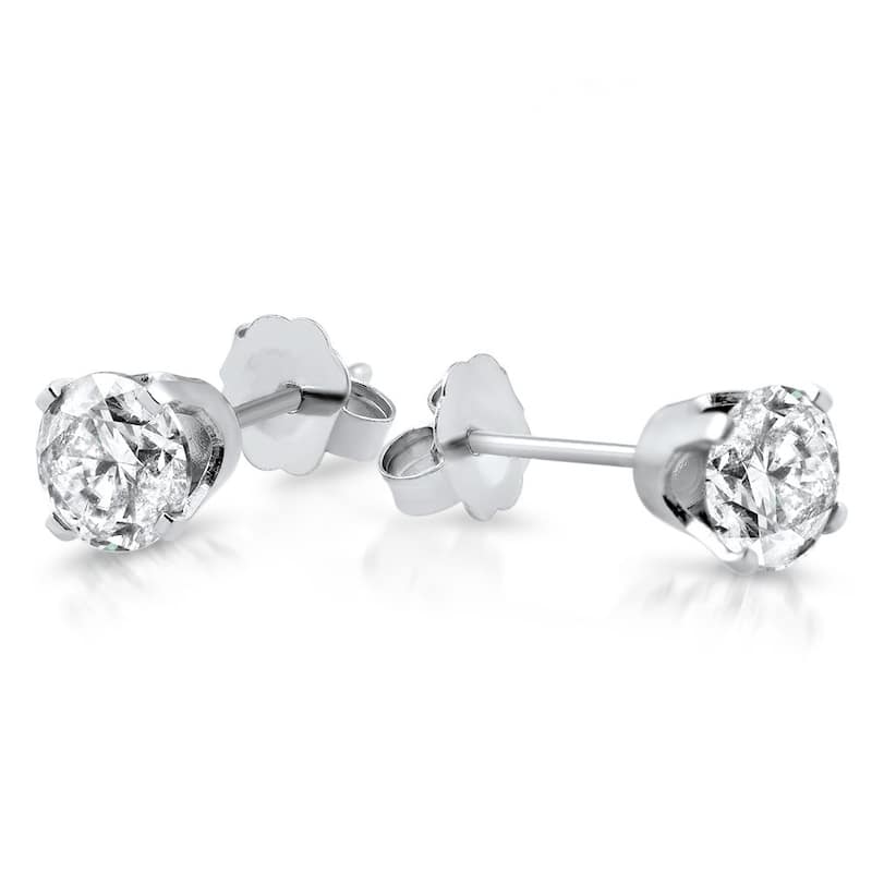 14k White Gold 1 1/2ct TDW Diamond Stud Earrings
