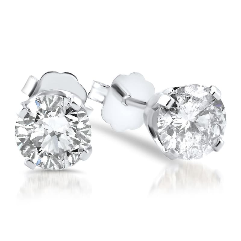 14k White Gold 1 1/2ct TDW Diamond Stud Earrings