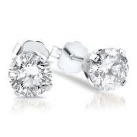 Auriya 14k Gold 1 Carat To 3ct Tdw Clarity Enhanced Round Diamond 14k White Gold 1 2ct Tdw Diamond Stud Earrings