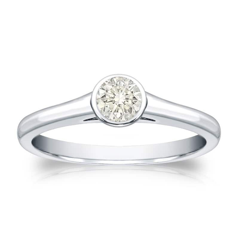 Auriya 14k Gold 1/4 carat TW Bezel-set Solitaire Diamond Engagement Ring