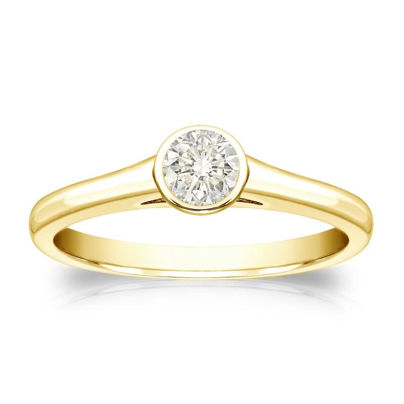 Auriya 14k Gold 1/4 carat TW Bezel-set Solitaire Diamond Engagement Ring - 4 - Yellow