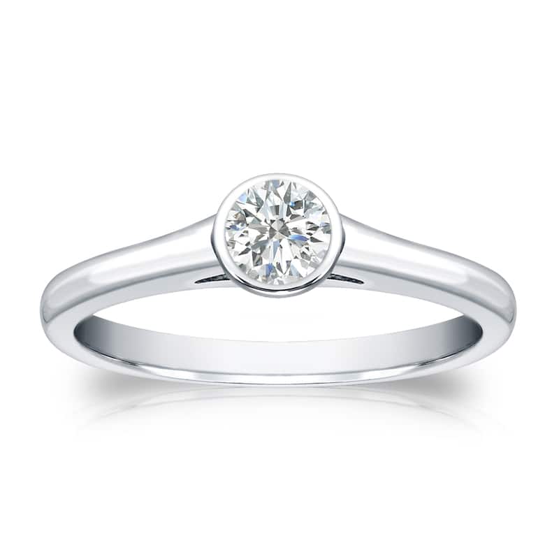 Auriya 14k Gold 1/4 carat TW Bezel-set Solitaire Diamond Engagement Ring