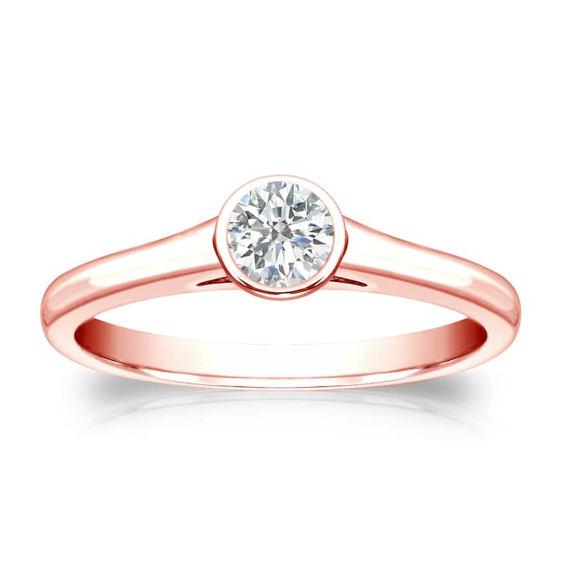 Auriya 14k Gold 1/4 carat TW Bezel-set Solitaire Diamond Engagement Ring