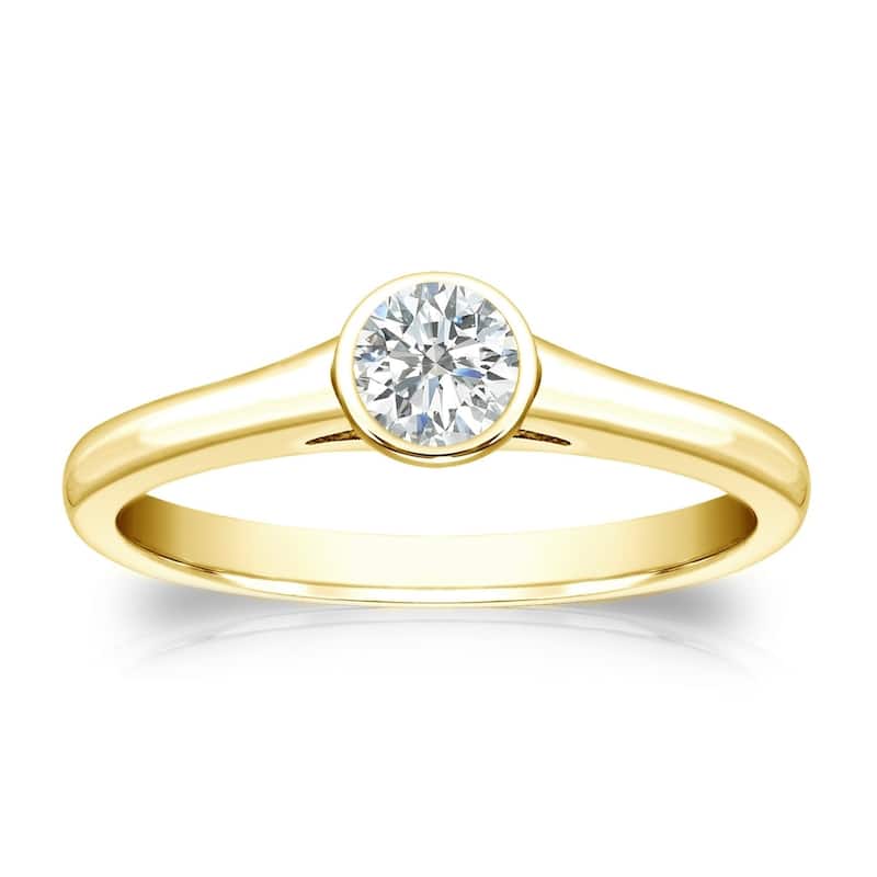 Auriya 14k Gold 1/4 carat TW Bezel-set Solitaire Diamond Engagement Ring - 4 - Yellow