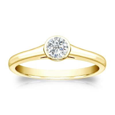 Auriya 14k Gold 1/4 carat TW Bezel-set Solitaire Diamond Engagement Ring