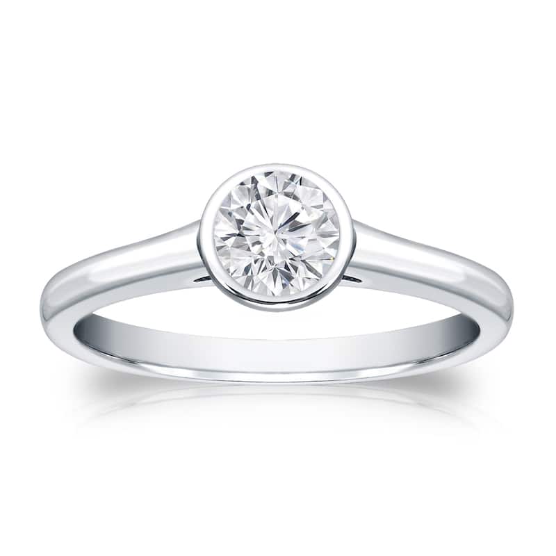 Auriya 14k Gold 1/3 carat TW Bezel-set Solitaire Diamond Engagement Ring (H-I, VS1-VS2)
