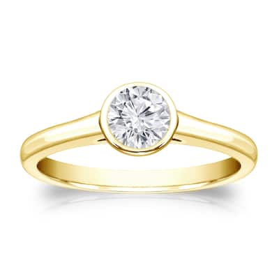 Auriya 14k Gold 1/3 carat TW Bezel-set Solitaire Diamond Engagement Ring (H-I, VS1-VS2)