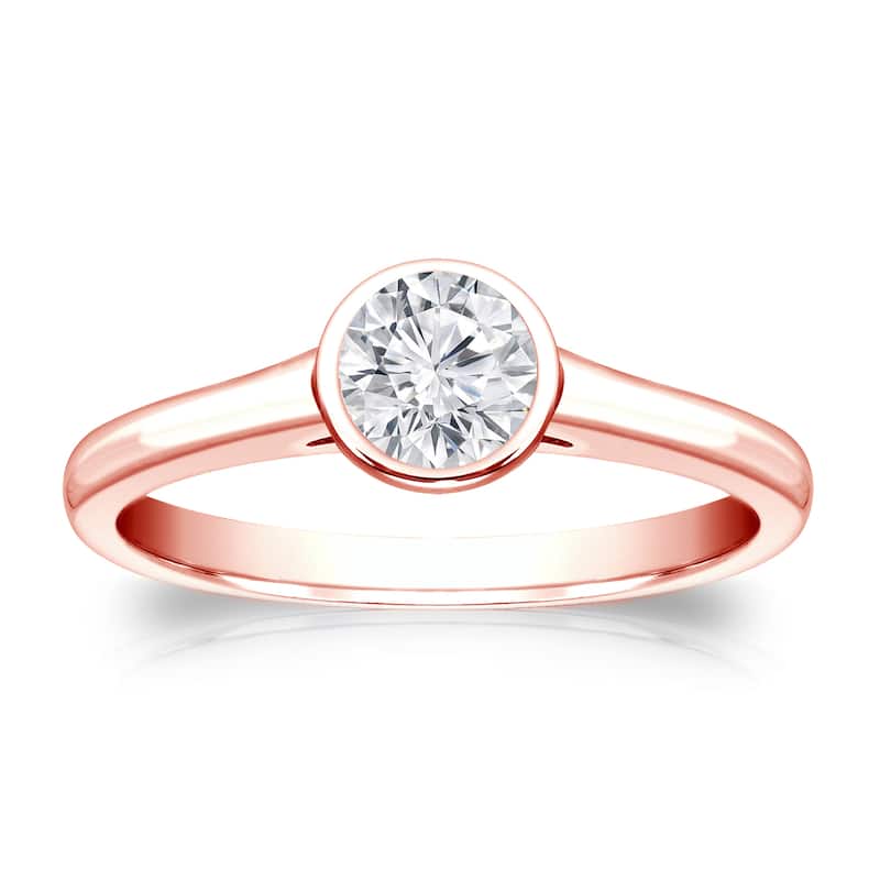 Auriya 14k Gold 1/3 carat TW Bezel-set Solitaire Diamond Engagement Ring (H-I, VS1-VS2)