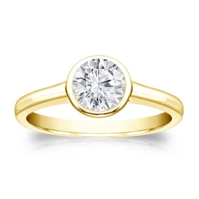 Auriya 14k Gold 1/2 carat TW Bezel-set Solitaire Diamond Engagement Ring