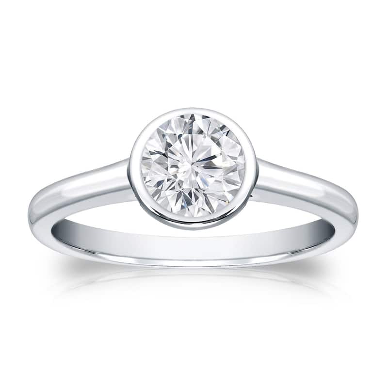 Auriya 14k Gold 1/2 carat TW Bezel-set Solitaire Diamond Engagement Ring - 4 - White