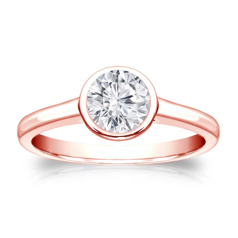 Auriya 14k Gold 1/2 carat TW Bezel-set Solitaire Diamond Engagement Ring