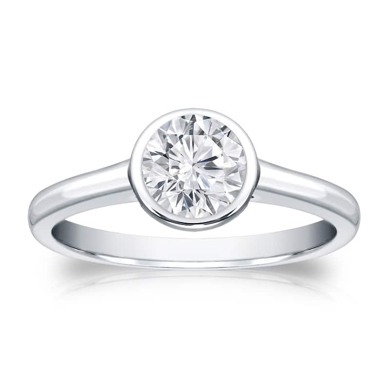 Auriya 14k Gold 1/2 carat TW Bezel-set Solitaire Diamond Engagement Ring