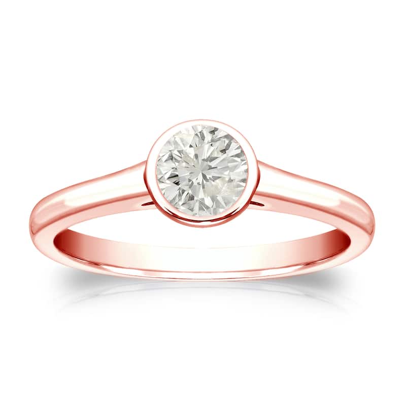 Auriya 14k Gold 1/3ctw Bezel-set Solitaire Diamond Engagement Ring