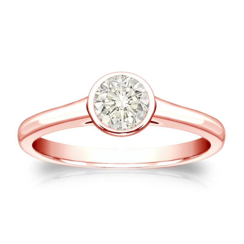 Auriya 14k Gold 1/3ctw Bezel-set Solitaire Diamond Engagement Ring