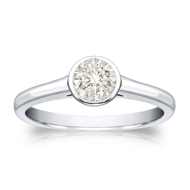 Auriya 14k Gold 1/3ctw Bezel-set Solitaire Diamond Engagement Ring