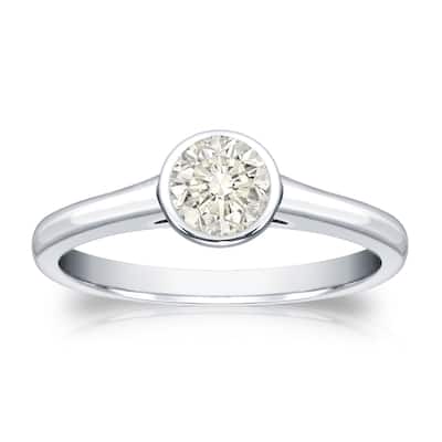 Auriya 14k Gold 1/3ctw Bezel-set Solitaire Diamond Engagement Ring