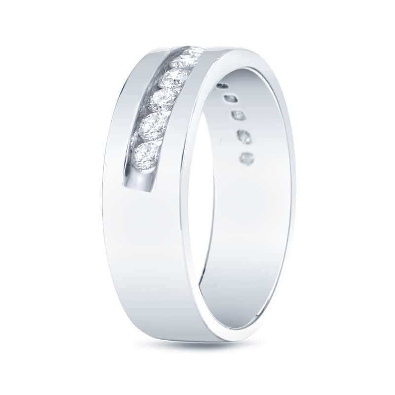 Auriya Men's 14k Gold 1 1/2ct TDW Round Channel-Set Diamond Wedding Ring