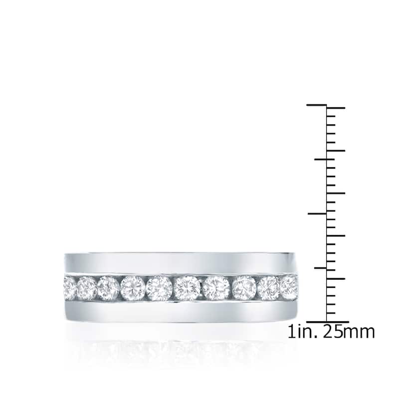 Auriya Men's 14k Gold 1 1/2ct TDW Round Channel-Set Diamond Wedding Ring