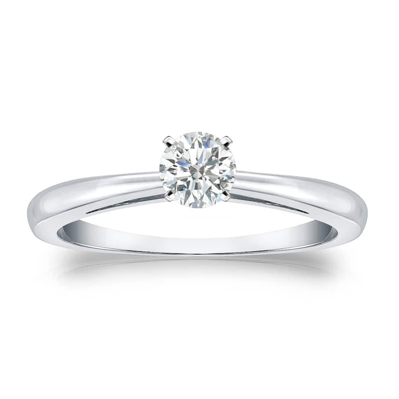 Auriya 14k Gold 1/4ctw Round Solitaire Diamond Engagement Ring - White - 4