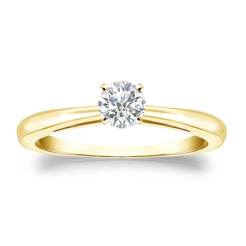 Auriya 14k Gold 1/4ctw Round Solitaire Diamond Engagement Ring - Yellow - 5