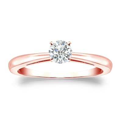Auriya 14k Gold 1/4ctw Round Solitaire Diamond Engagement Ring