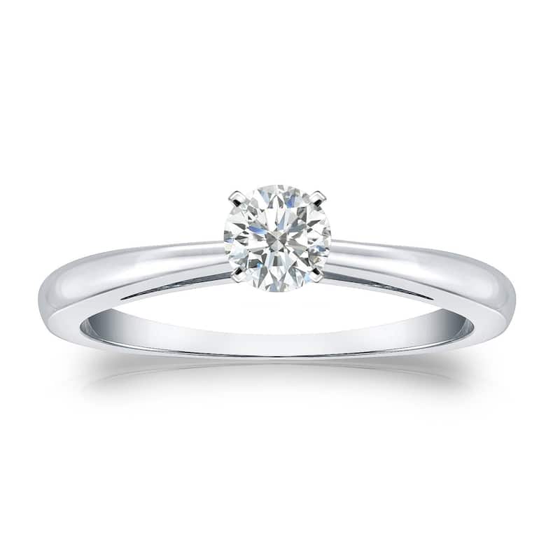 Auriya 14k Gold 1/4ctw Round Solitaire Diamond Engagement Ring - White - 10