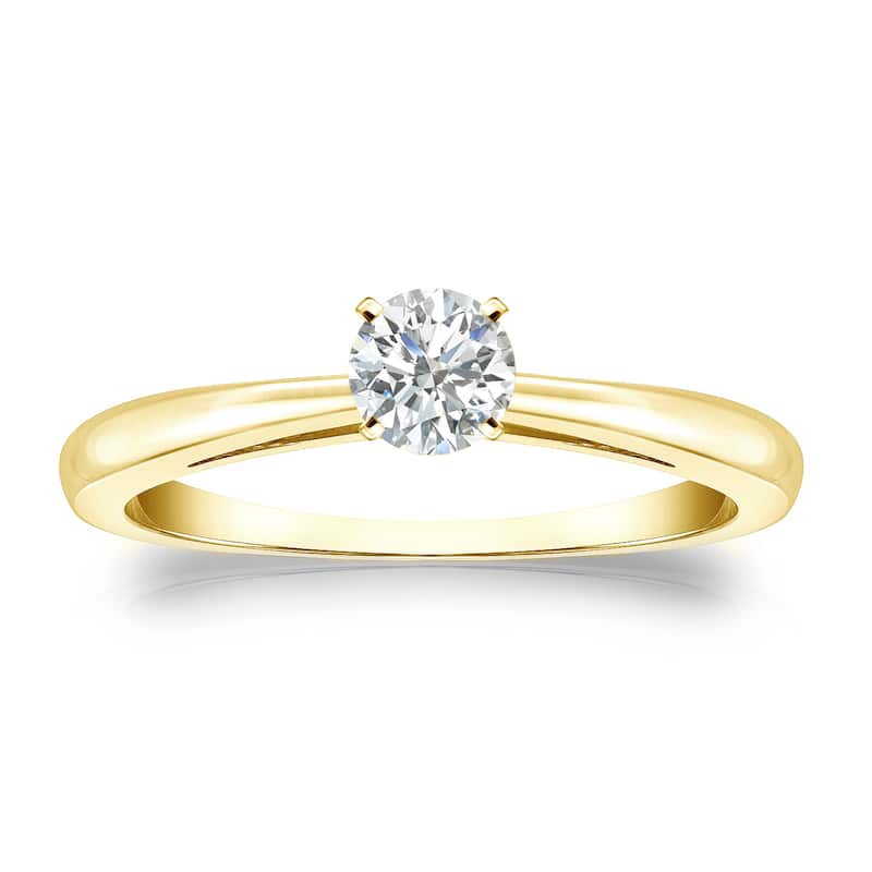 Auriya 14k Gold 1/4ctw Round Solitaire Diamond Engagement Ring (I-J, SI2-SI3)