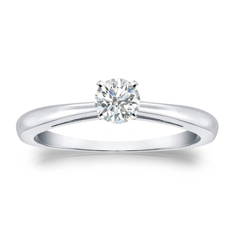 Auriya 14k Gold 1/4ctw Round Solitaire Diamond Engagement Ring (I-J, SI2-SI3) - White - 4