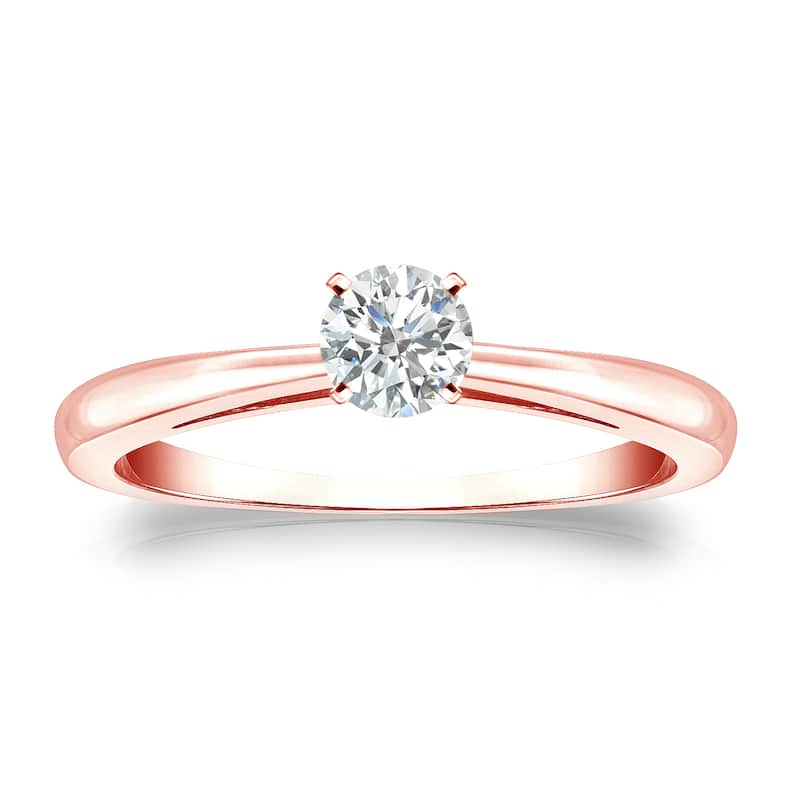 Auriya 14k Gold 1/4ctw Round Solitaire Diamond Engagement Ring (I-J, SI2-SI3)
