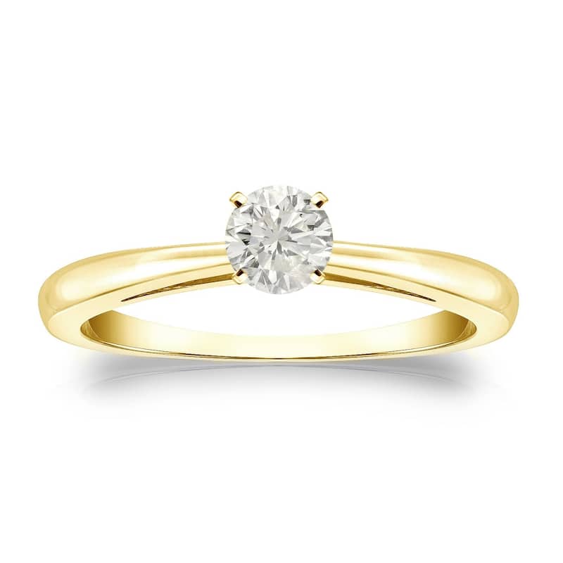 Auriya 14k Gold 1/4 carat TW Round Solitaire Diamond Engagement Ring - 9.5 - Yellow