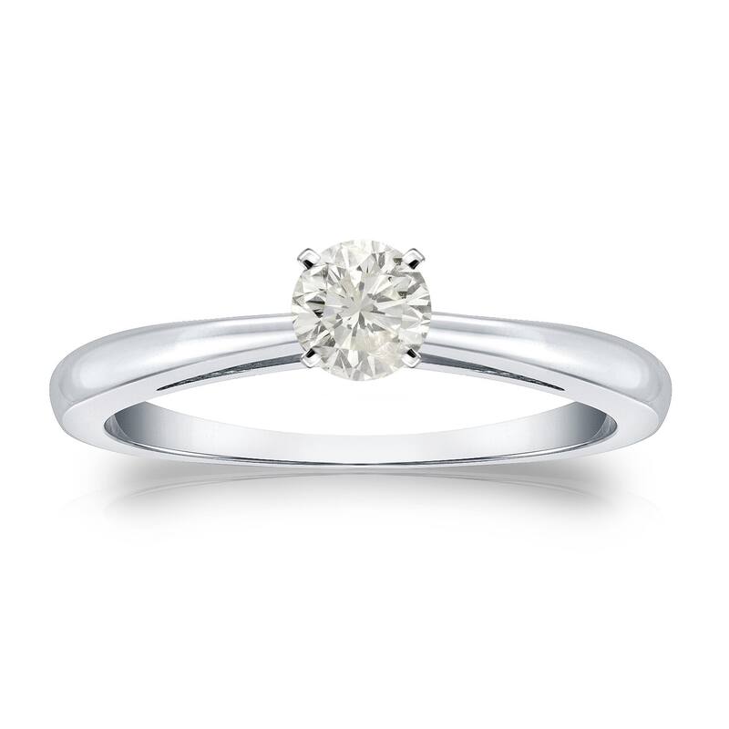Auriya 14k Gold 1/4 carat TW Round Solitaire Diamond Engagement Ring - 9.5 - White