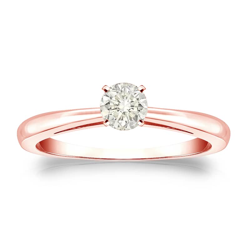 Auriya 14k Gold 1/4 carat TW Round Solitaire Diamond Engagement Ring (J-K, I1-I2)