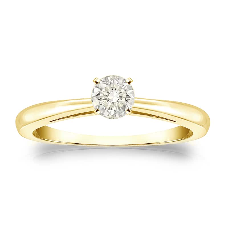 Auriya 14k Gold 1/4 carat TW Round Solitaire Diamond Engagement Ring (J-K, I1-I2)