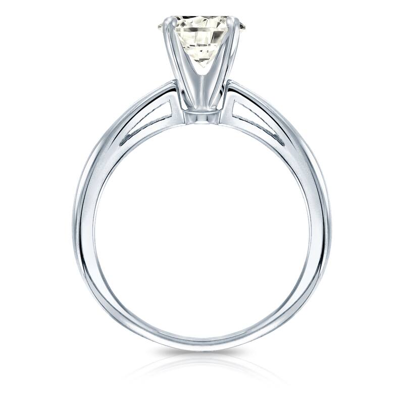 Auriya 14k Gold 1/3 carat TW Round Solitaire Diamond Engagement Ring