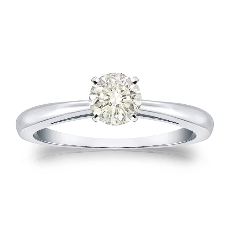 Auriya 14k Gold 1/3 carat TW Round Solitaire Diamond Engagement Ring